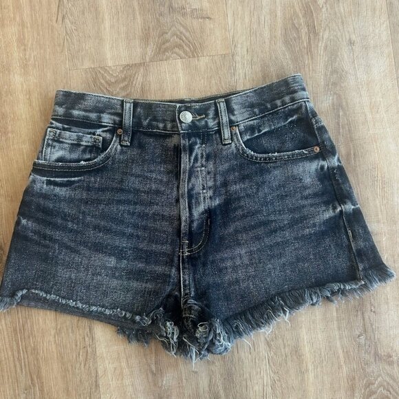 PACSUN Women's 26" Black "VINTAGE HIGH RISE" Denim Dark Wash Cut-Off Shorts - Picture 1 of 4